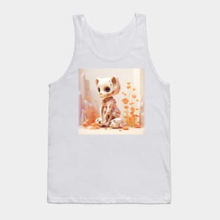 funny preppy skeleton cat sitting on the floor Tank Top